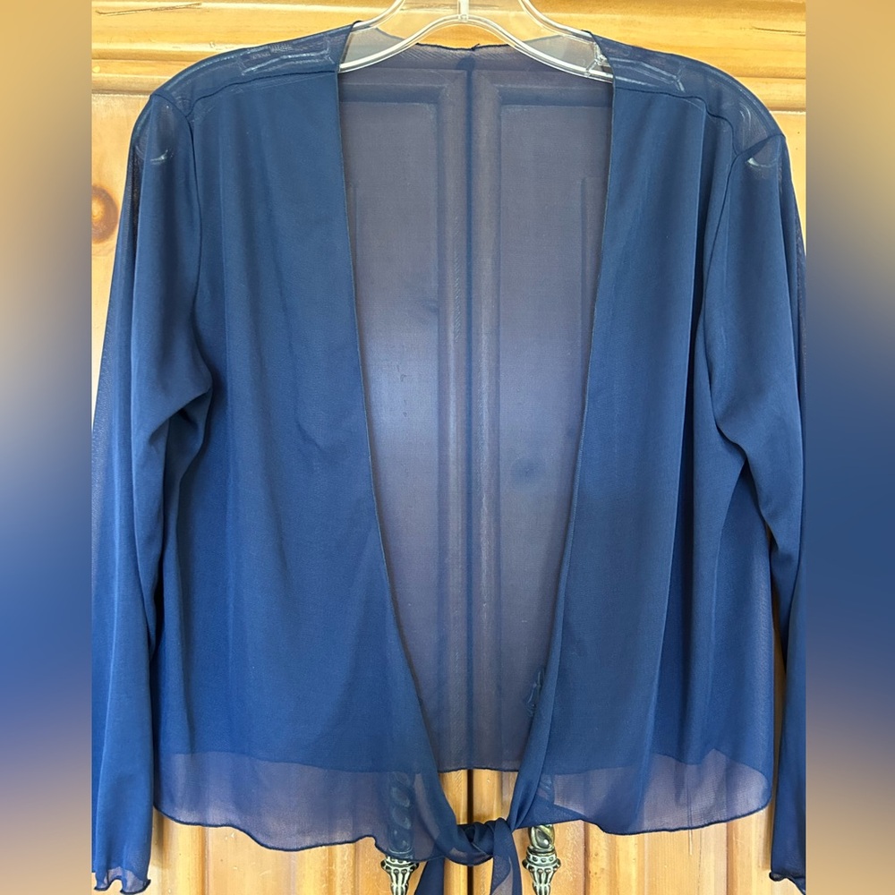 Sheer navy cover up, 3/4 sleeves, never worn, size M